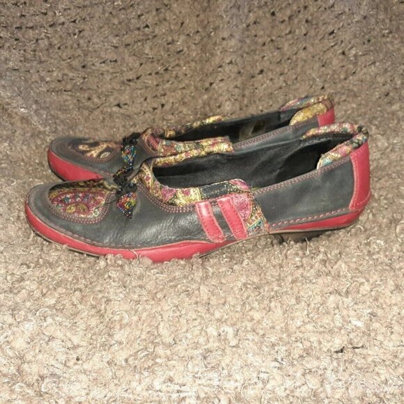 DKODE-Handmade In Portugal-Multicolor Floral Leather-Beaded-Sz 40-9.5-Excellent - Picture 2 of 7